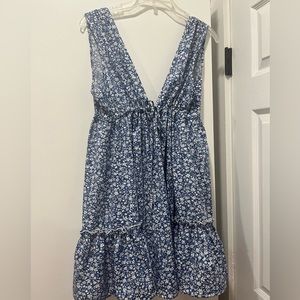 Blue and white floral sun dress